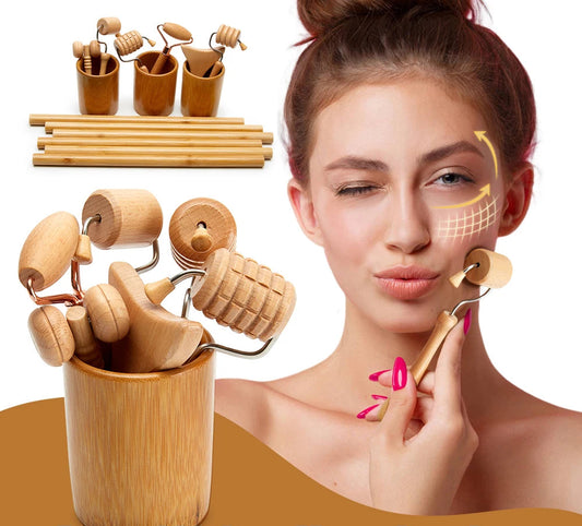 Set de Massage Facial en Bois – Anti-Âge et Bien-être